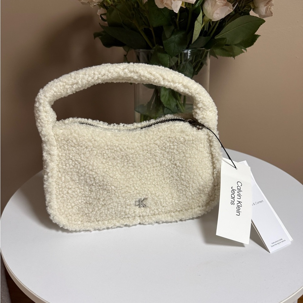 Calvin Klein Women's White Sherpa Shoulder Bag